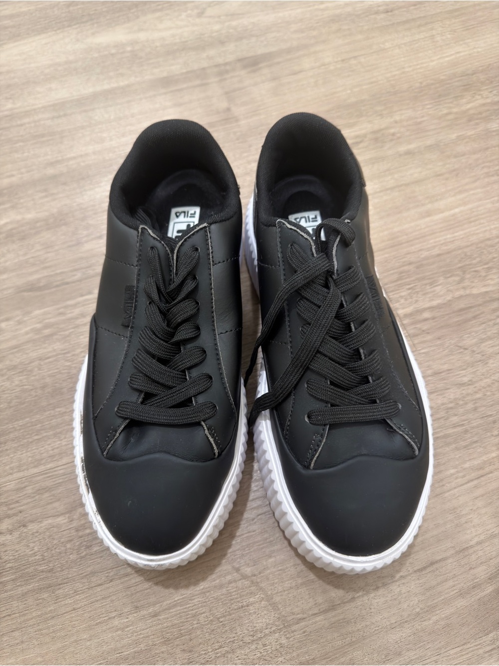 Fila Men's Black Sneakers with White Platform Sole